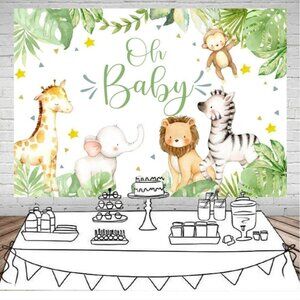 Baby Shower Safari Banner Backdrop "Oh Baby"